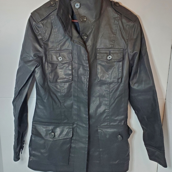 m0851 Jackets & Blazers - M0851 waxed cotton trench jacket black size 6
